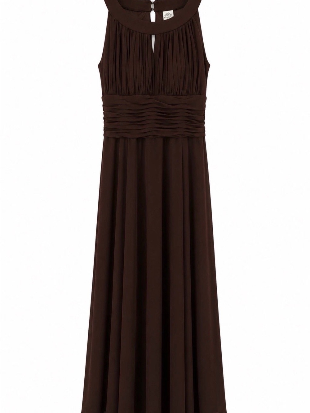 Signature by Sangria Brown Pleated Empire Waist Maxi Dress